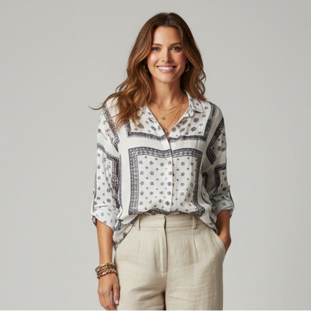 Free People Button Down Long Sleeve Shirt